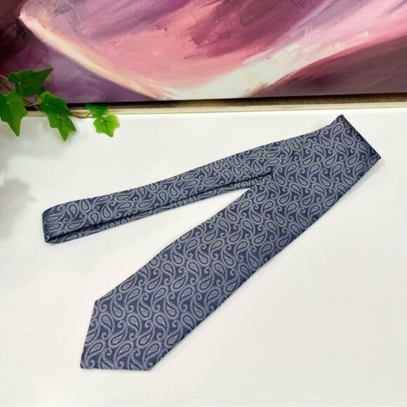 New David Donahue Paisley Silk Tie in Gray - Picture 4 of 9